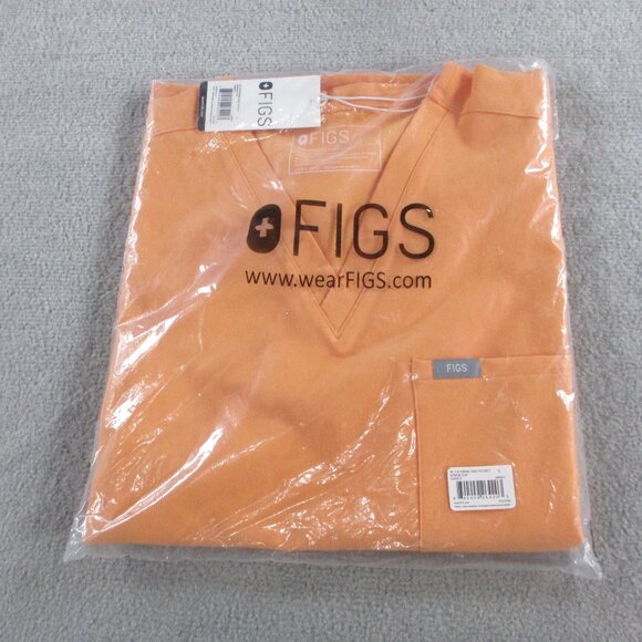 FIGS Catarina Scrub Top Womens Large Shaka Orange One Pocket V Neck Nursing NWT - Picture 2 of 5